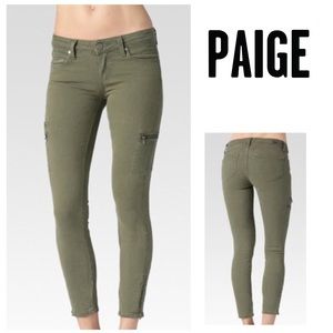 EUC Paige Ivy Skinny Ankle-Zip Jeans in Fatigue 27